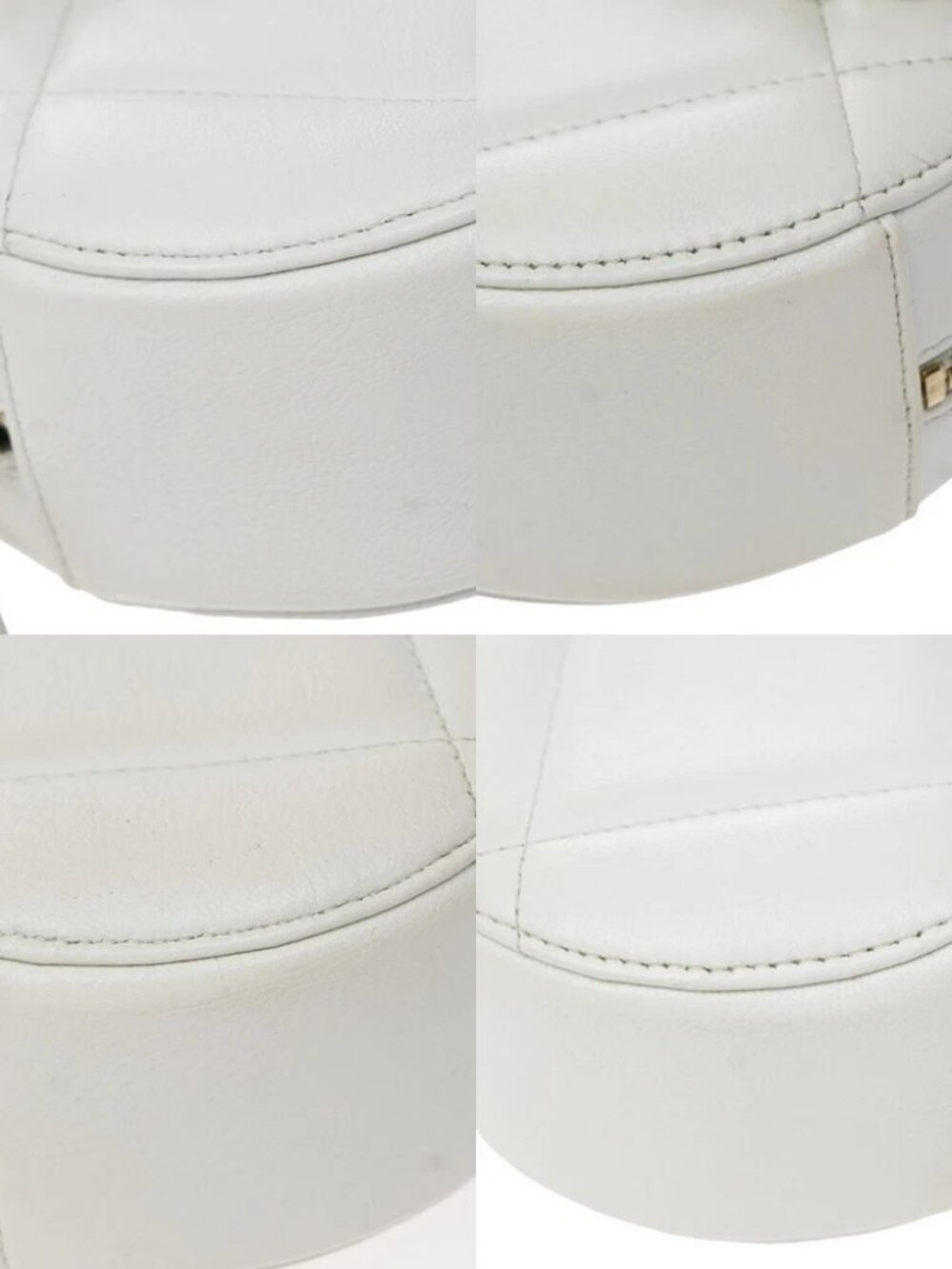 CHANEL CC Matelasse Round Mini Chain Shoulder Bag White Silver Gold - Picture 7 of 13